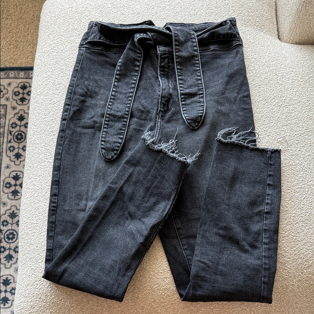 Abercrombie & Fitch Black Ultra High Rise skinny Ankle Jeans